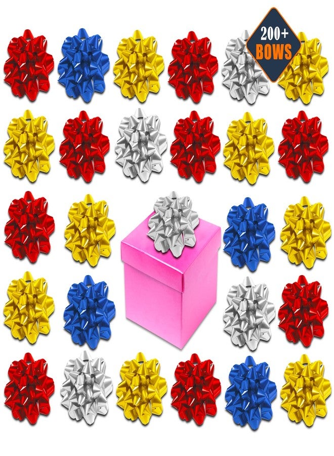 Crenstone Mini Bows Bulk Set - Bundle with 200+ Mini Bows for Christmas Gifts, Crafts, Gift Wrapping, Birthdays, and More | Multi Color Gift Wrap Bows - Image 1